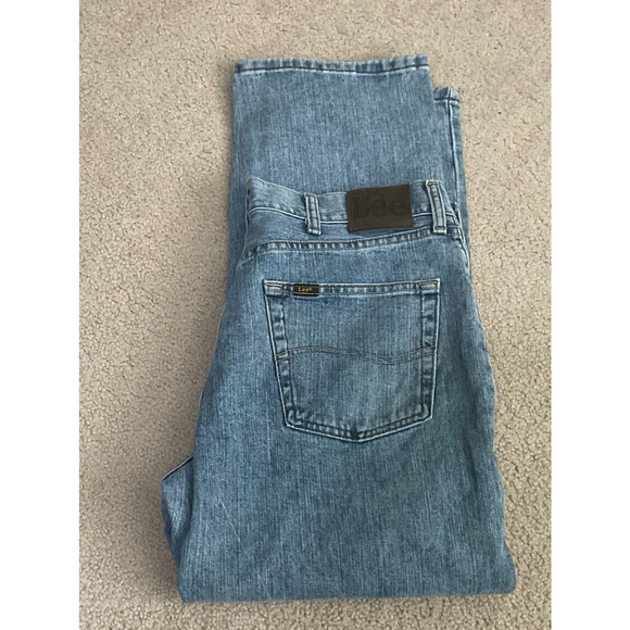 Lee Relaxed Fit Mens Denim Blue Jeans Size‎ 34X29 Flat Front 5 Pocket - Picture 5 of 6